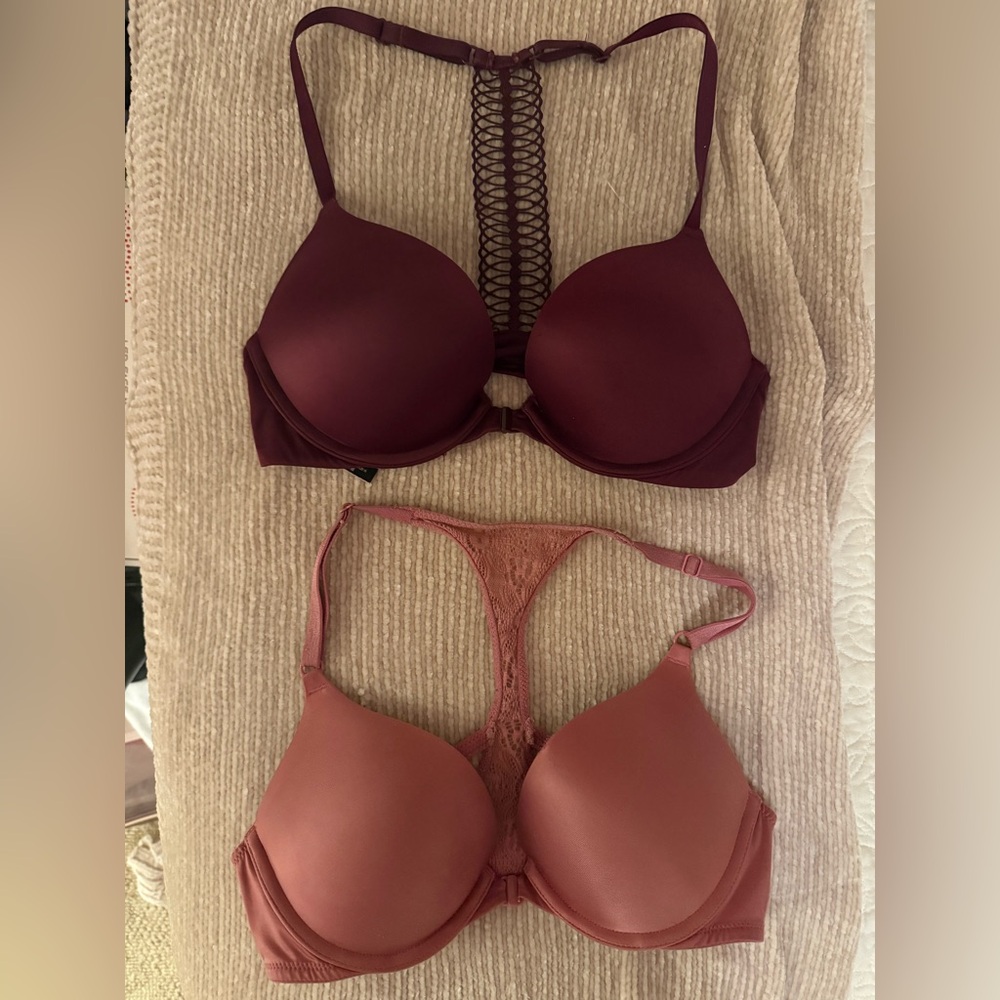 Victoria's Secret Bombshell Burgundy and Rose Bra Set